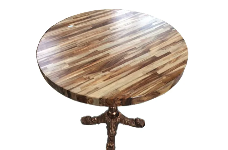 Hotel Restaurant Solid Acacia Wood Round Coffee Table High End Oil Solid Acacia Wood Coffee Table