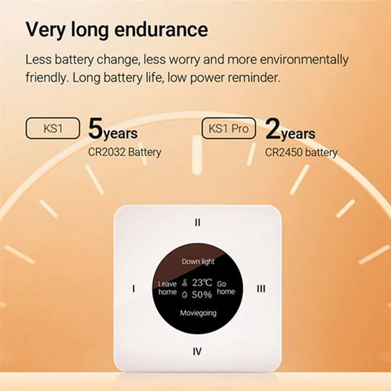 A52T Ks1pro Wireless Switch 2Pcs Multi Key Intelligent Scene Remote Control Temperature Humidity Sensor Display