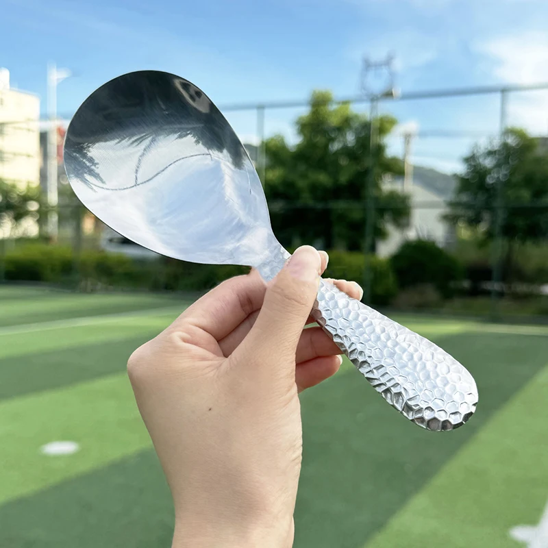Stainless Steel Hammer Patterned Large Rice Spoon Cafeteria Restaurant Self-Service Cutlery Household Non-stick Rice Shovel