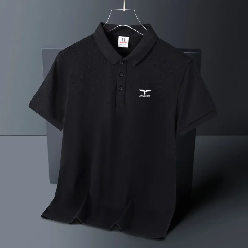 Camisa polo de manga curta masculina, top respirável, gola alta qualidade, casual, verão, 2024