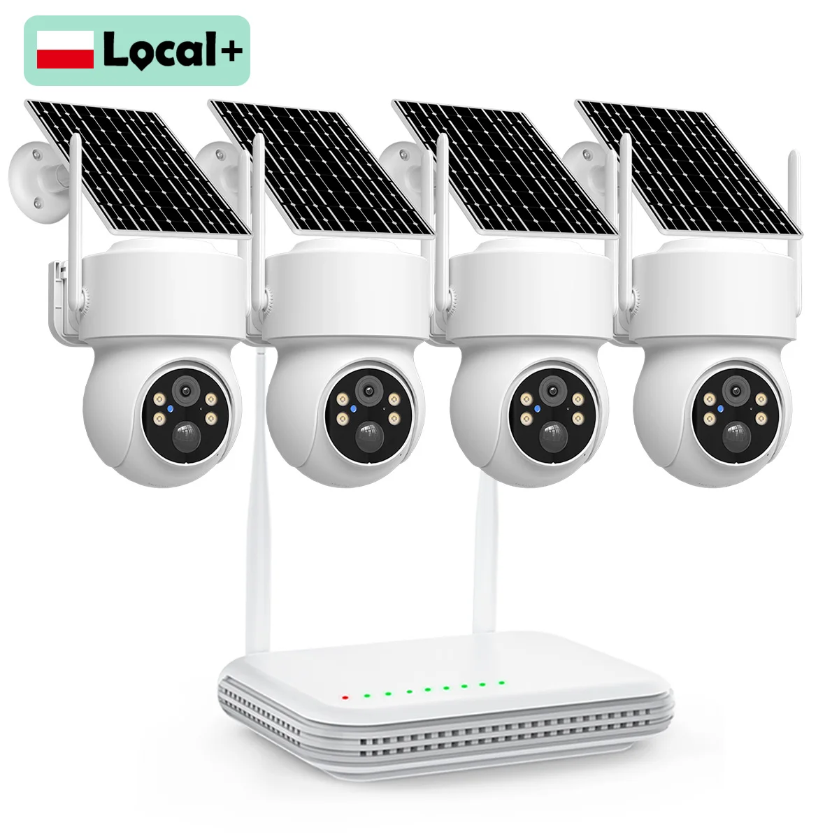 Kit de 4 caméras solaires WIFI avec système vidéo, base domestique, détection humaine PIR, surveillance intelligente de vision nocturne iCsee