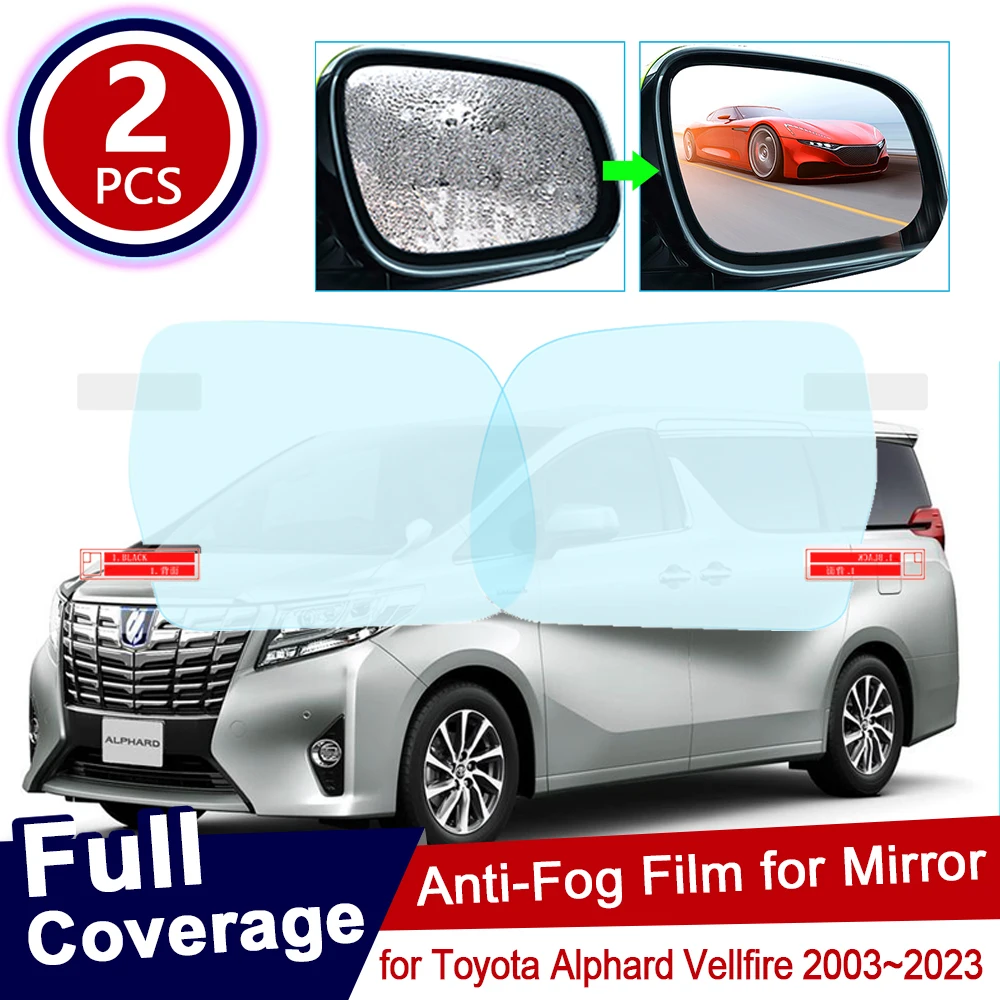 for Toyota Alphard Vellfire AH10 AH20 AH30 10 20 30 2003-2023 Rearview Mirror Rainproof Anti-Fog Films Car Stickers Accessories