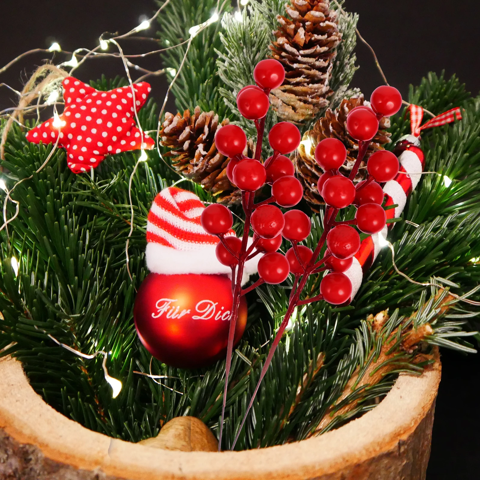 

20 Pcs Artificial Red Fruit Berry Simulation Berries Simulated Flower Home Decor