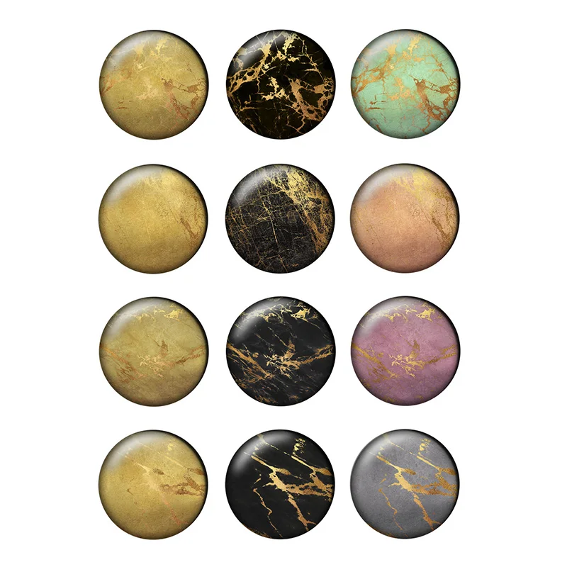 24pcs/lot Marble Gilded Texture Patterns Round Photo Glass Cabochon Demo Flat Back Making Findings H054