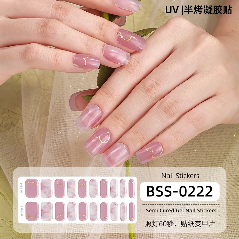 20 Strips New Semi-cured Gel Nail  Stickers Waterproof Long Lasting Full Cover Nail Decals  Nail Swaps Nail Art  Decoration