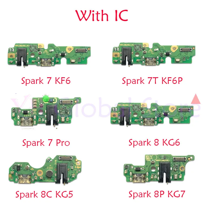 

5PCS For Tecno Spark 7 7T 8 8C 8P 8T 9 Pro KF6 KF8 KF6P KG5 KG6 KG7 KG6p KG5p USB Charging Board Dock Port Flex Cable