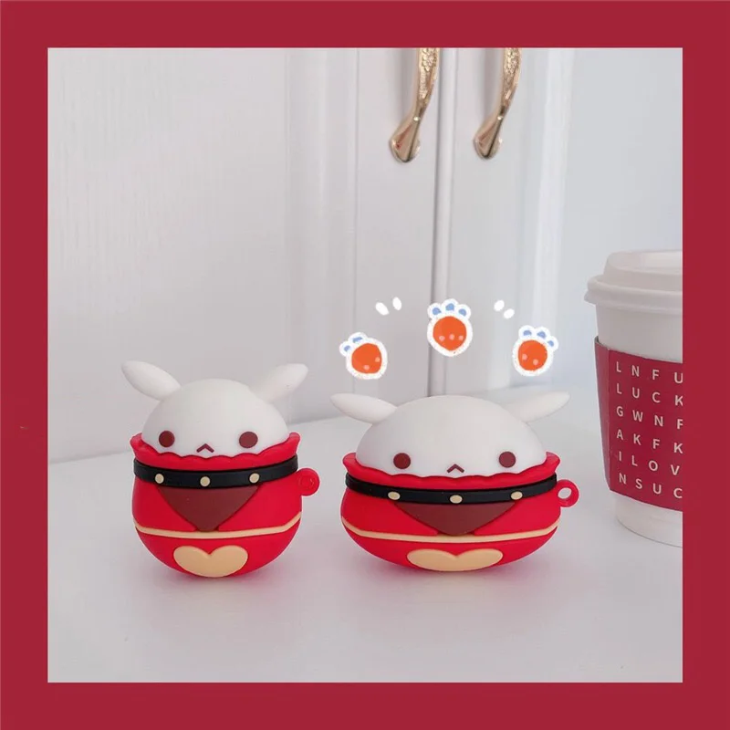 3D Genshin Cartoon Rabbit Case For AirPods 4 3 2 1 Pro Air Pods Pro 2 Bluetooth Earbuds Charging Box Protective Earphone Cover