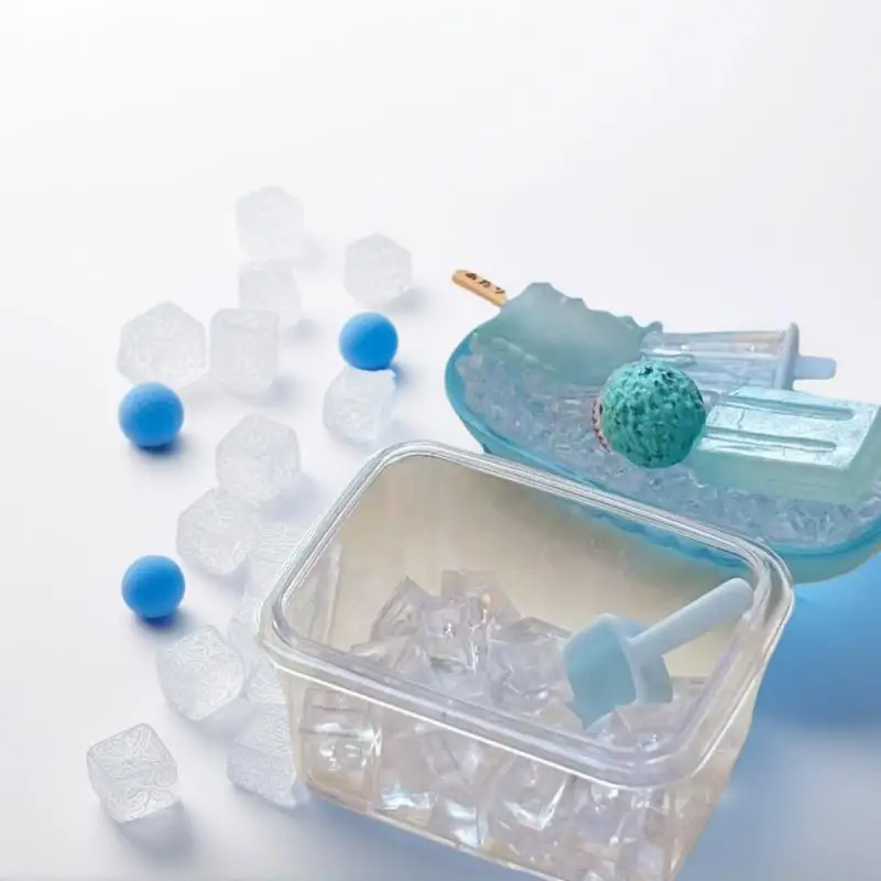 Conjunto de jogo de comida em miniatura para casa de bonecas – caixa de fazer gelo em escala 1/6, pá de gelo para acessórios de boneca