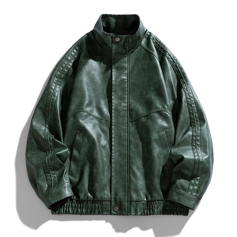 Men Fashion Retro Lapel Windproof Coat New Simplicity Loose Solid Leather Jacket Autumn Winter Casual Comfort Versatile Tops Men