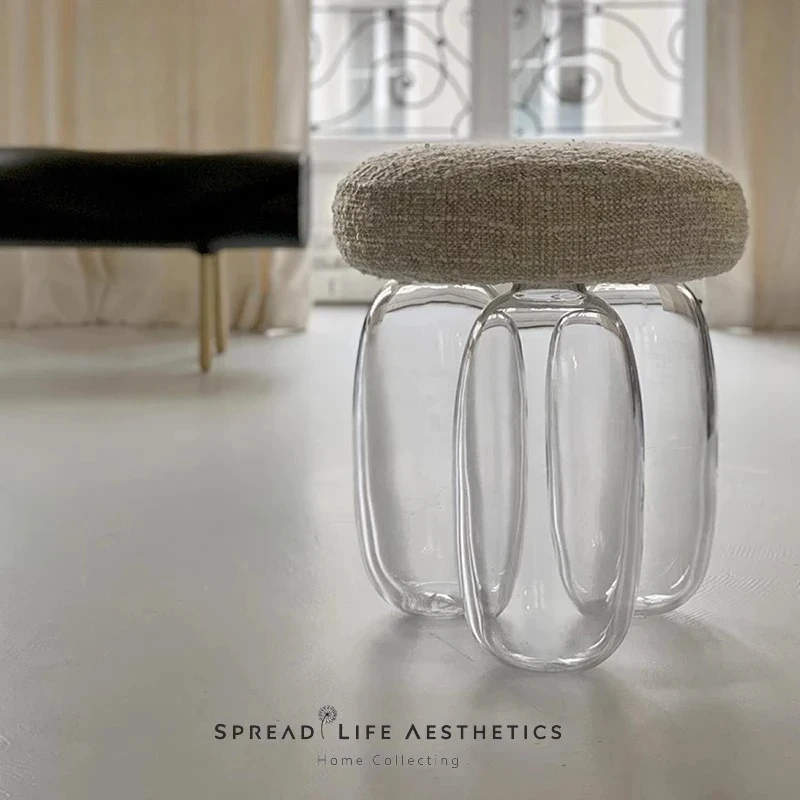 Modern simple anti-gravity glass small apartment villa living model room stool