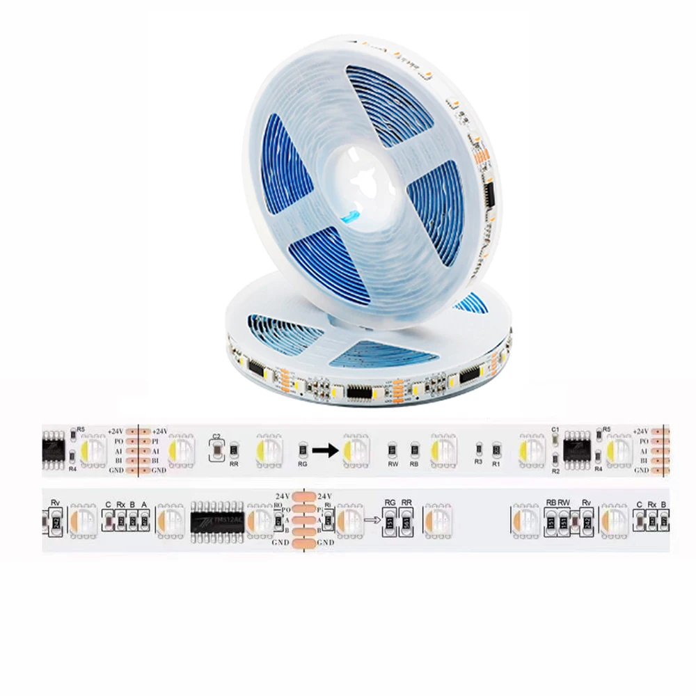 DMX512 RGBW LED Pixel Light Strip 5050 4 in 1 SMD TM512AC IC esterno DC12V 24V 60leds/M 5M DMX RGBWW nastro indirizzabile