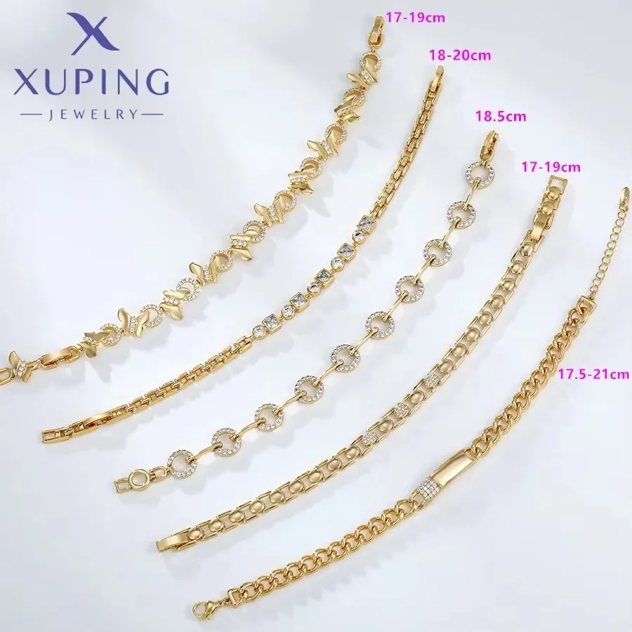 Xuping Jewelry Hot Sale Promotion Mixed Style Bracelets Copper Alloy Gold Color Plated Bracelet for Women Birthday Party Gift