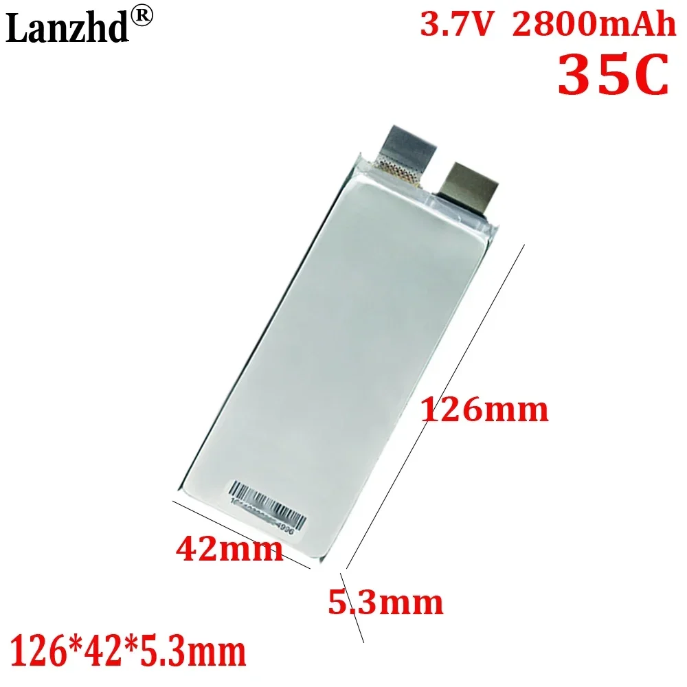 

High rate 35C lithium battery 3.7V 2800mAh For Automobile emergency starting power supply battery 5342126 126*42*5.3mm