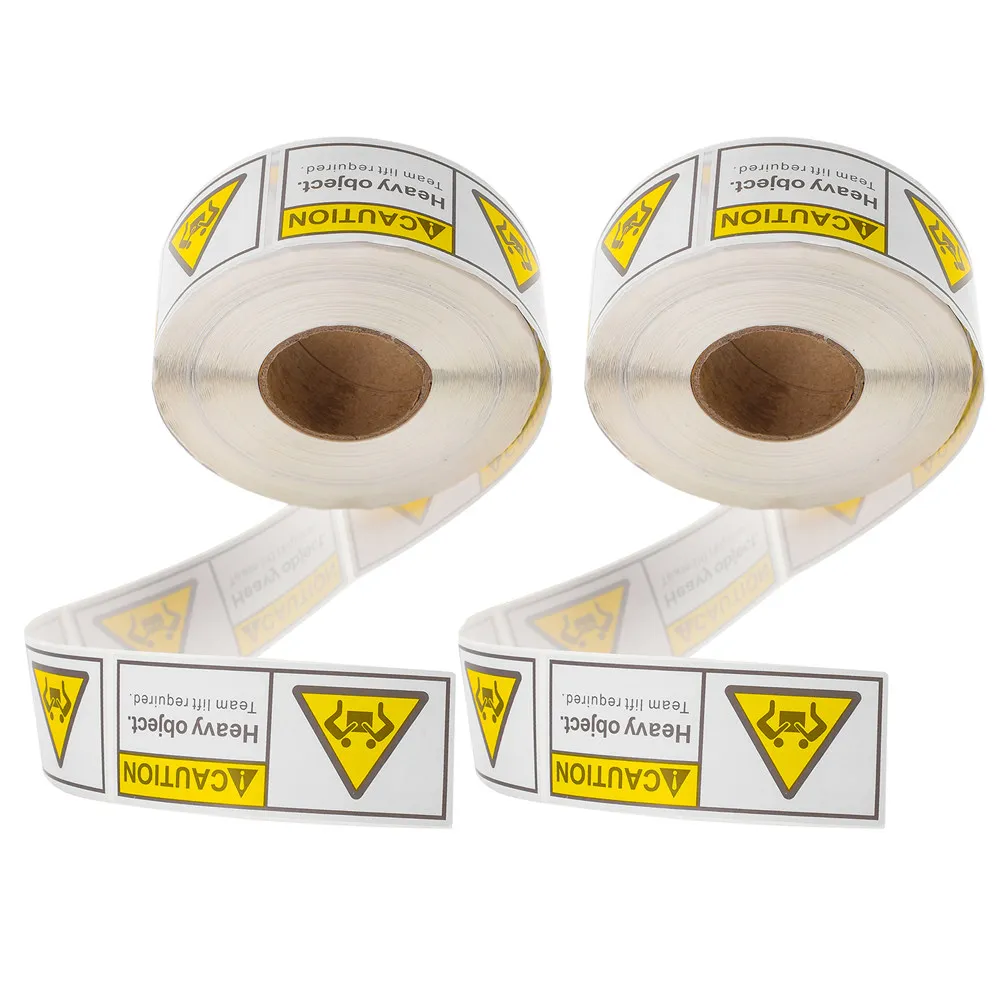 

2 Rolls Heavy Object Sticker Adhesive Warning Label For Shipping Moving Boxes Team Lift Caution Stickers Packing Labels Heavy