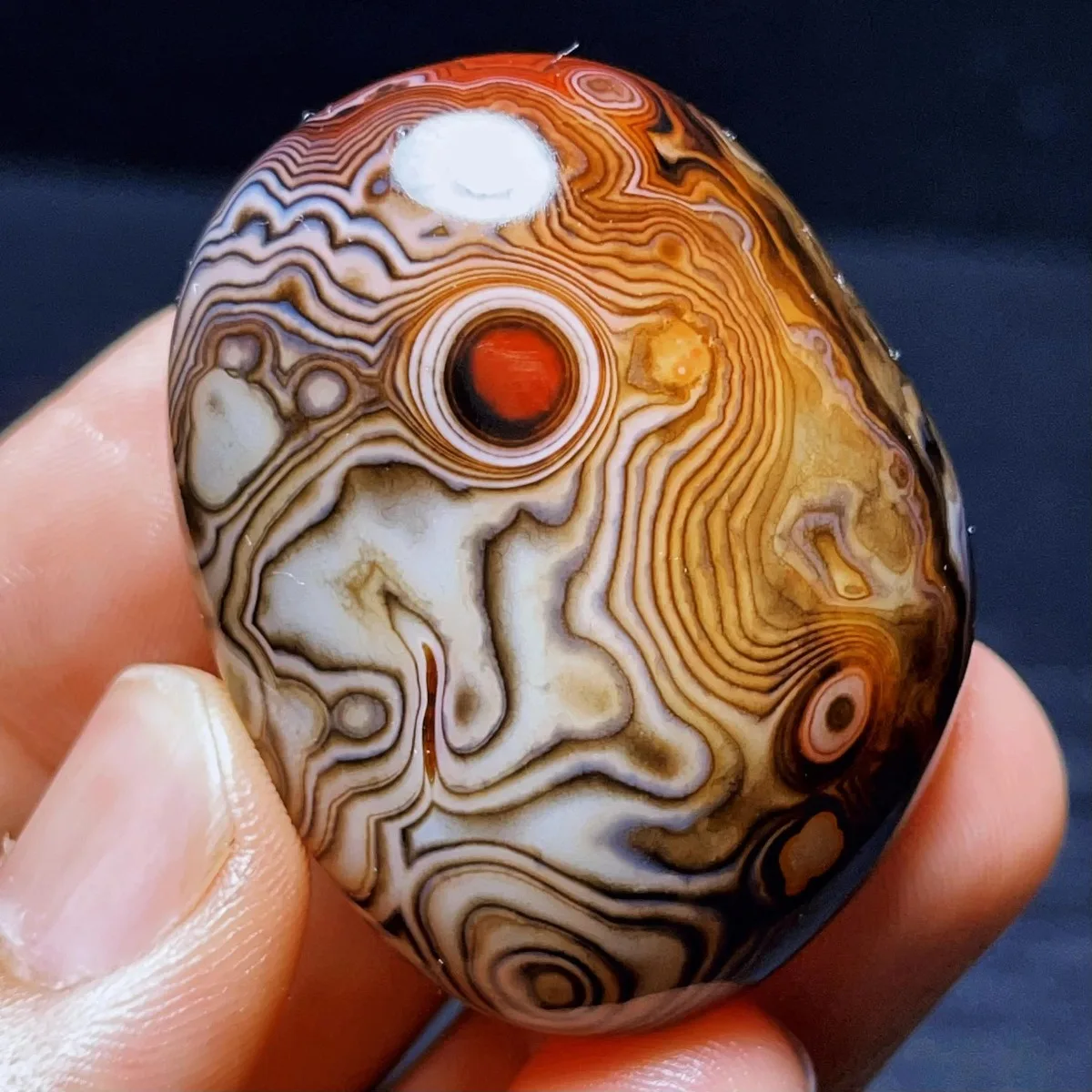 Decor Stone Banded Agate Palm Stone, Tumbled Polished, Colorful Pattern, Birthday Gift, Natural Stone, Crystal Collection