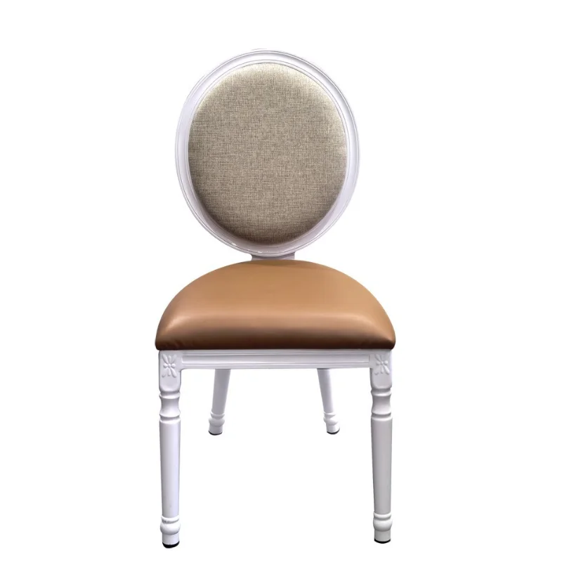 

Banquet Wedding Restaurant Metal Round Back Rocking Chair Leather Soft Bag Restaurant Dining Chair Furniture