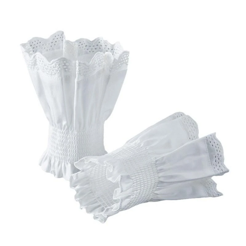

Elaborate Detachable Sleeves Cuffs White Women Lace Wedding Flounces Layer