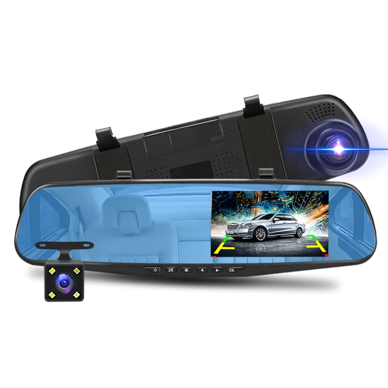 Dashcam White Mirror Dvr 4.3 Inch Dash Camera FHD 1080P Auto Registrar Support Rear View Camera Video Recorder Car Dvrs