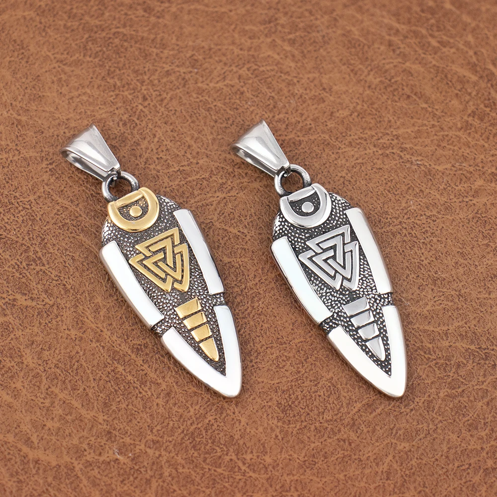 Collier pendentif pointe de flèche en acier inoxydable pour homme, style vintage, nordique, Odin, viking, rune, Valknut, amulette, bijoux