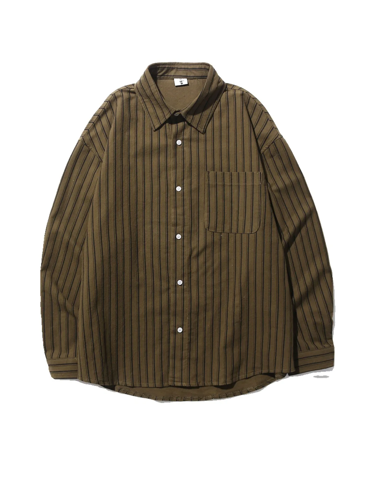 

Spring Autumn Men's Japanese Striped Long Sleeve Turn-down Collar Shirts Loose Casual Trendy Shirts Coat Male Streetwear Tops