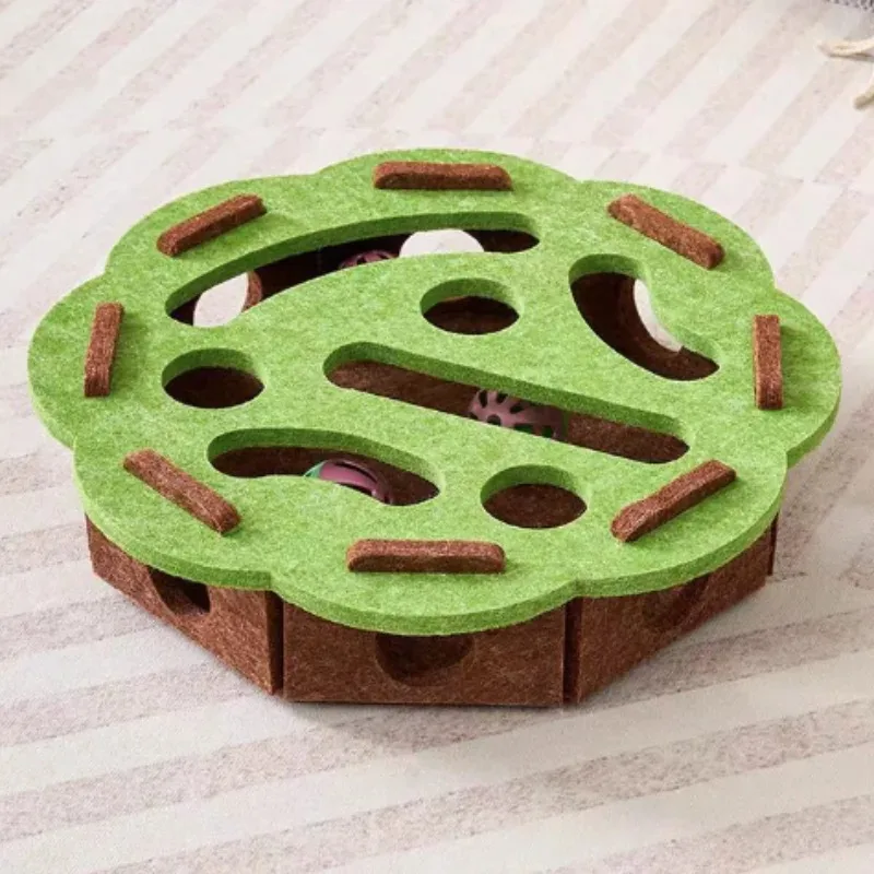 

Cat Toys Puzzle Maze Digging Felt Box Teasing Cat Bell Ball Kitten Pet Toys
