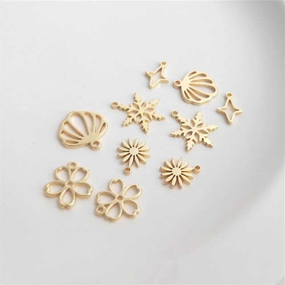 14K Gold Plated Cherry blossom little star little Daisy Snowflake pendant diy first jewelry bracelet earrings pendant