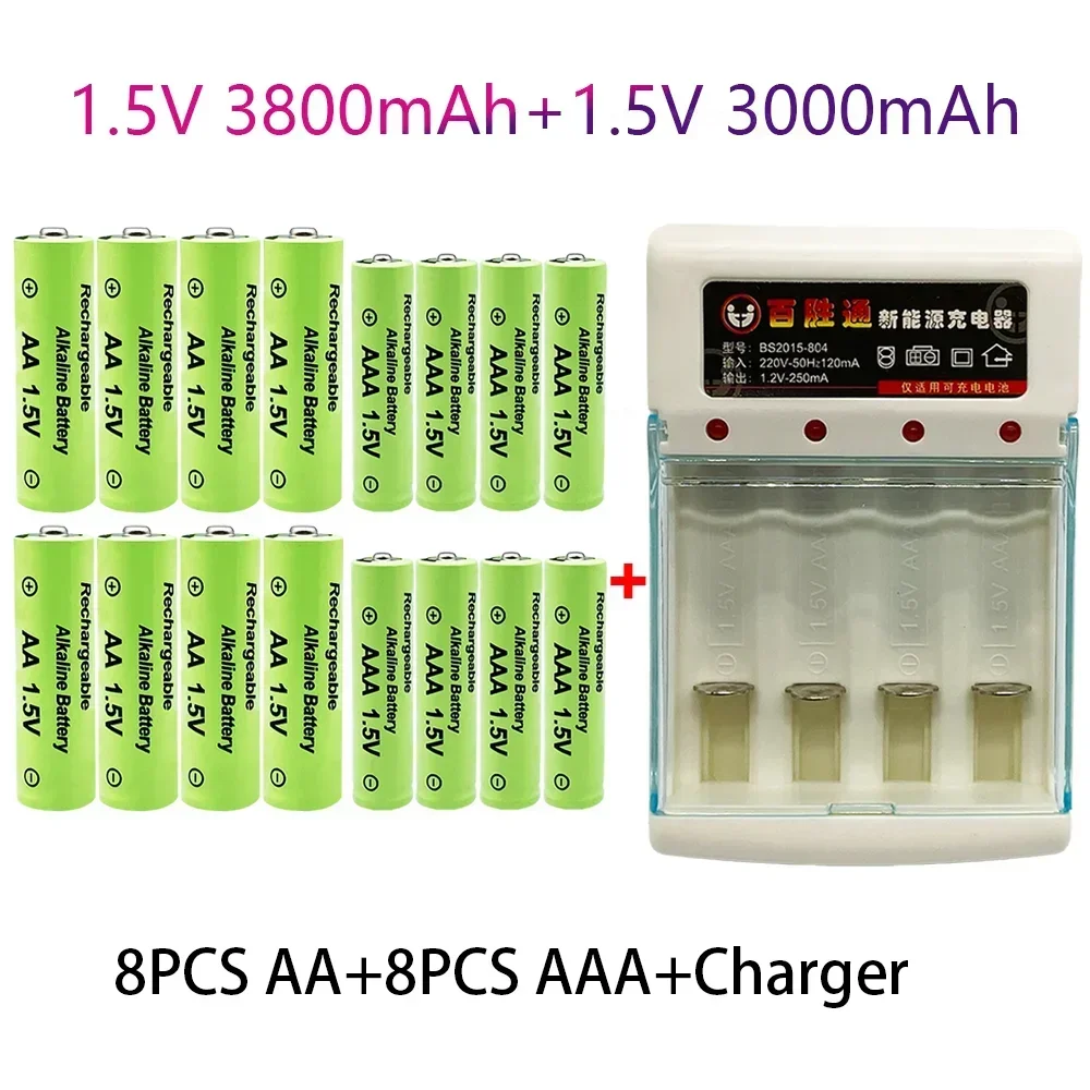 100% Original 1.5V AA3.8Ah+AAA3.0Ah Rechargeable battery NI-MH 1.5V battery for Clocks mice computers toys so on+free shipping