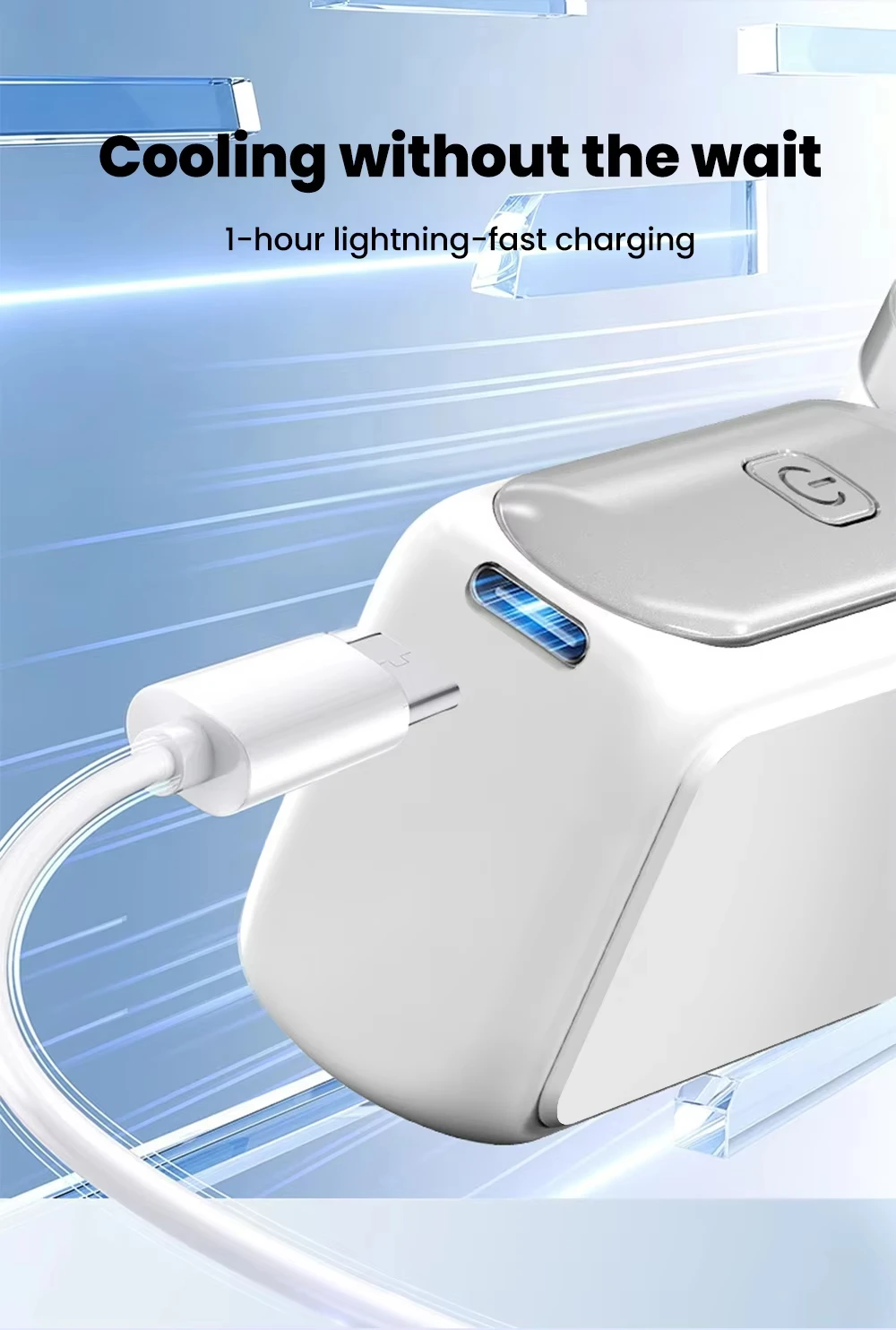 Hochgeschwindigkeits-Handventilator, tragbarer Mini-Ventilator mit 5 Geschwindigkeitsstufen, Typ-C wiederaufladbar, digitales Display, Tischventilator, Outdoor-Ventilator – Detail 12