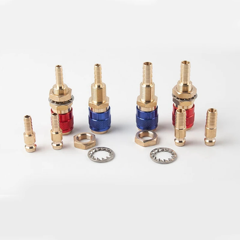 Hot 2 ชิ้นระบายความร้อนด้วยน้ําแก๊สน้ําอะแดปเตอร์ Quick Connector สําหรับ MIG TIG เชื่อมไฟฉายปลั๊ก, สีฟ้า + สีแดง