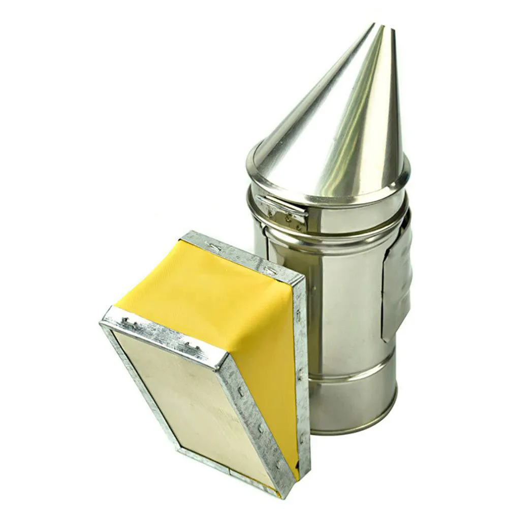 Professional Stainless Hive Smoker with Heat Shield for Beekeeping Multiple Hives Safe Smoke Ejector Beekeeping Tool