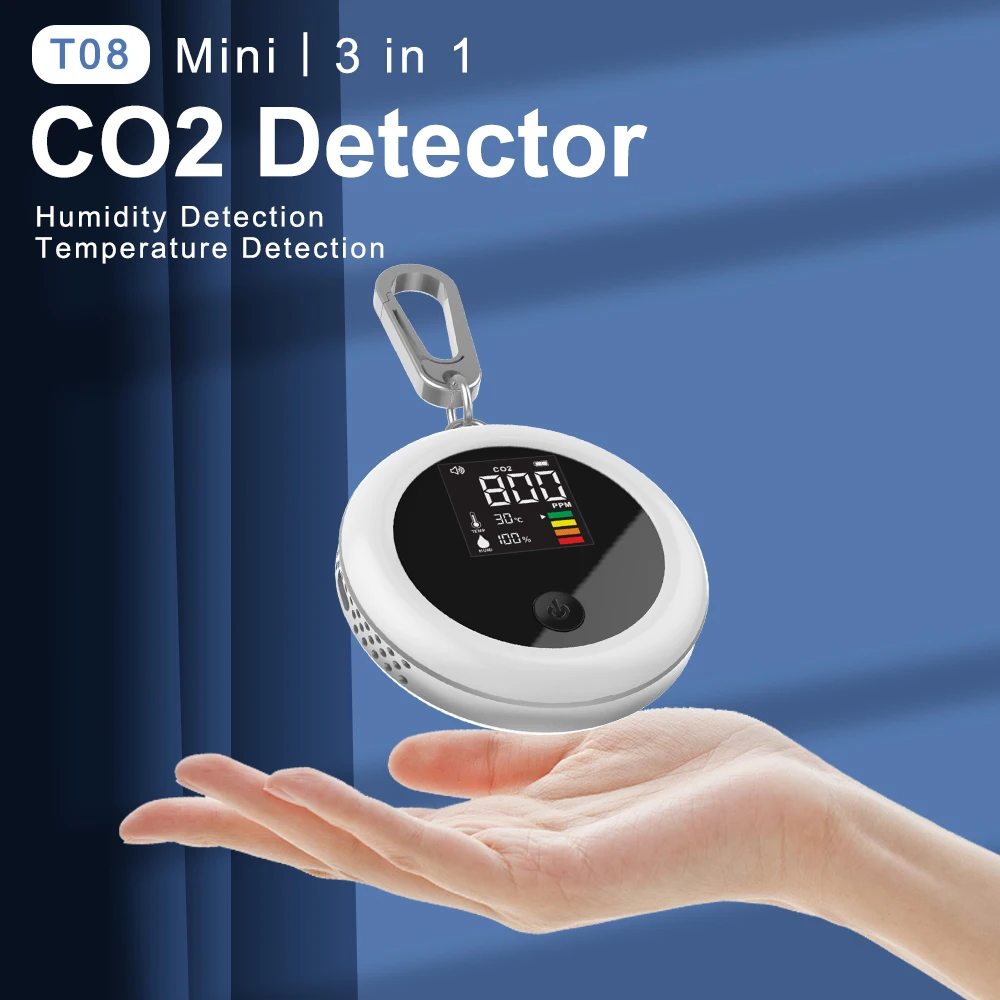 

Mini 3 in 1 Air Quality Monitor Portable Co2 Meter Detector Temperature and Humidity Sensor Smart Home Air Analyzer Rechargeable