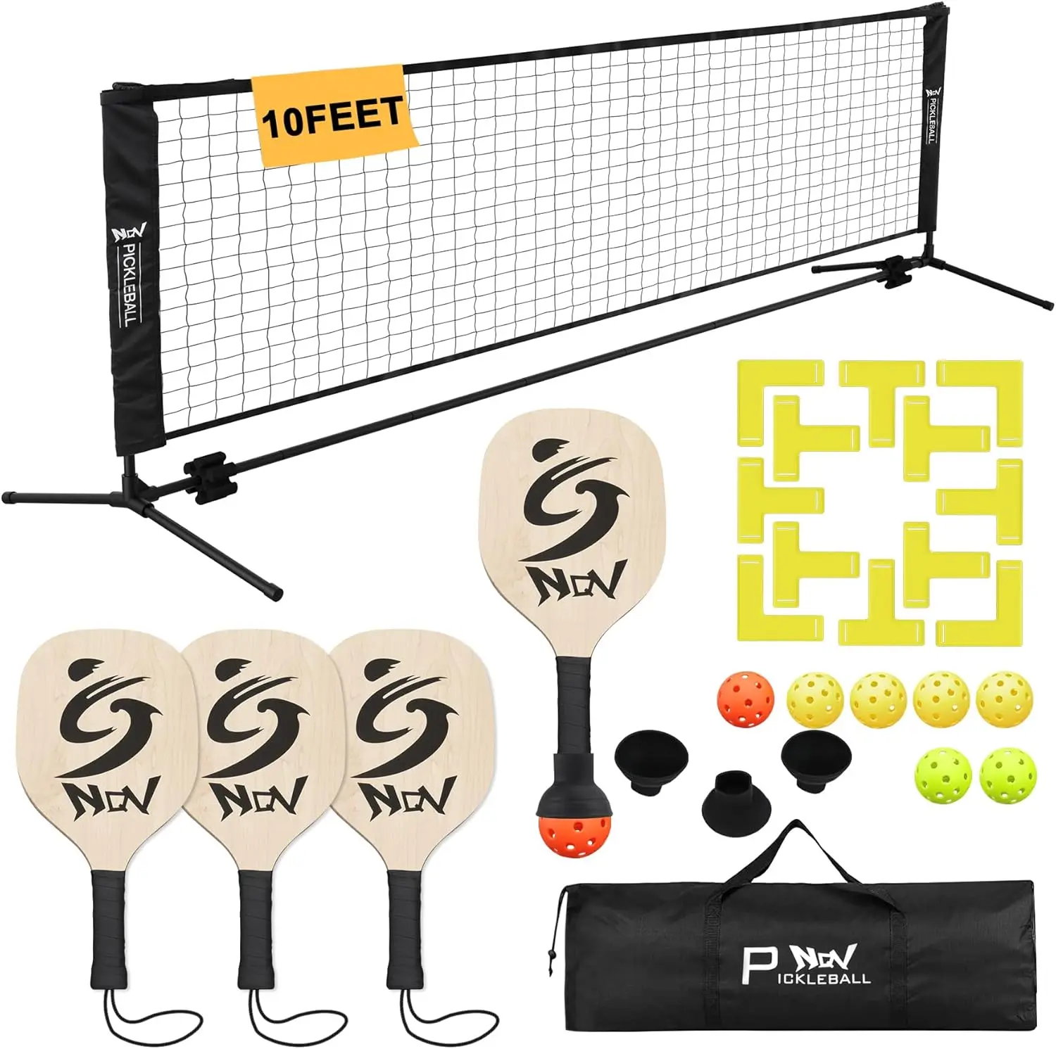 

Portable Pickleball Set with Net, Paddles, Balls & Court Kit for Beginners and Pros