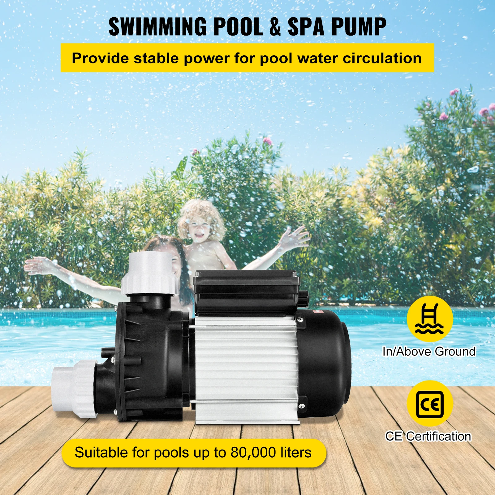 SucceBuy Whirlpool Circulation Pump SPA Pump 1/2 HP 110V 370W Hot Tub Pump For Above Ground Pool Water Circulation Swimming Pool Pump
