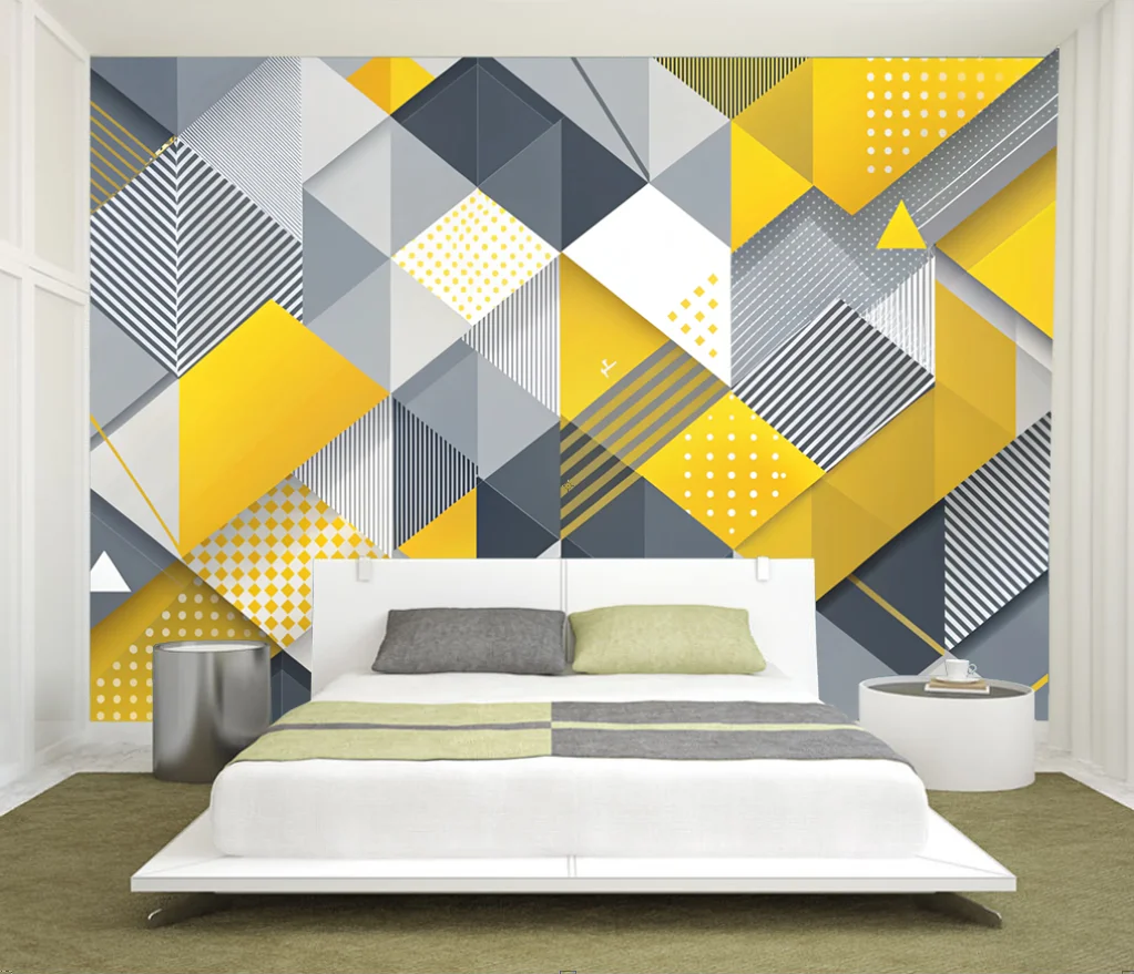 Customized Size Mural Geometric Mosaic Triangle Pattern Mural Home Decoration Line Painting Wall Stickers 3d wallpaper