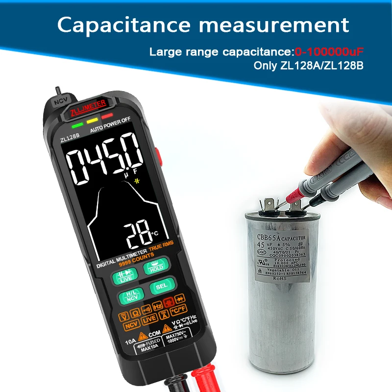 Multimetro Digital Profesional Multimeter 9999 T-RMS LCD Multimetre DC AC Current Voltage Tester Capacitance Diode Usb Tester