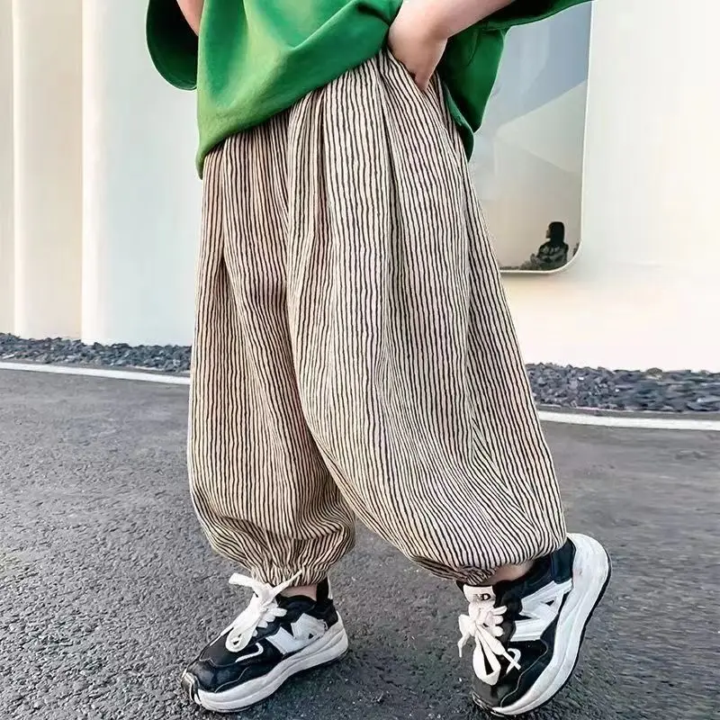 

Boys Clothing Summer Mosquito Prevention 2023 New Kids Korean Version Casual Sports Thin Loose Fashion Printed Wide Leg Pants