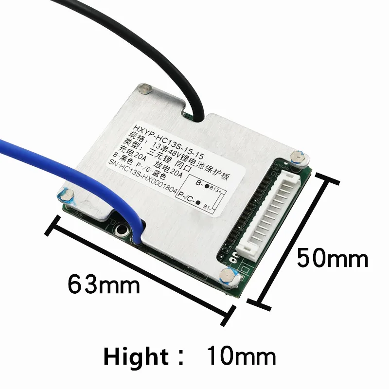 48V BMS 13S 20A 18650 BMS do trójskładnikowego akumulatora litowego rower elektryczny BMS 48V