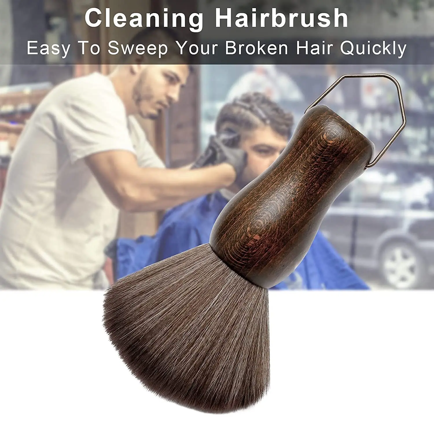 Wood Handle Neck Duster Brush, Professional Grooming Tool