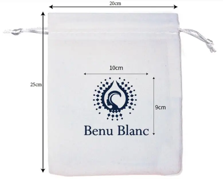 

500 Pcs 20x25cm Better String White Velvet Bags Printed With Deep Blue Logo Customised Logo