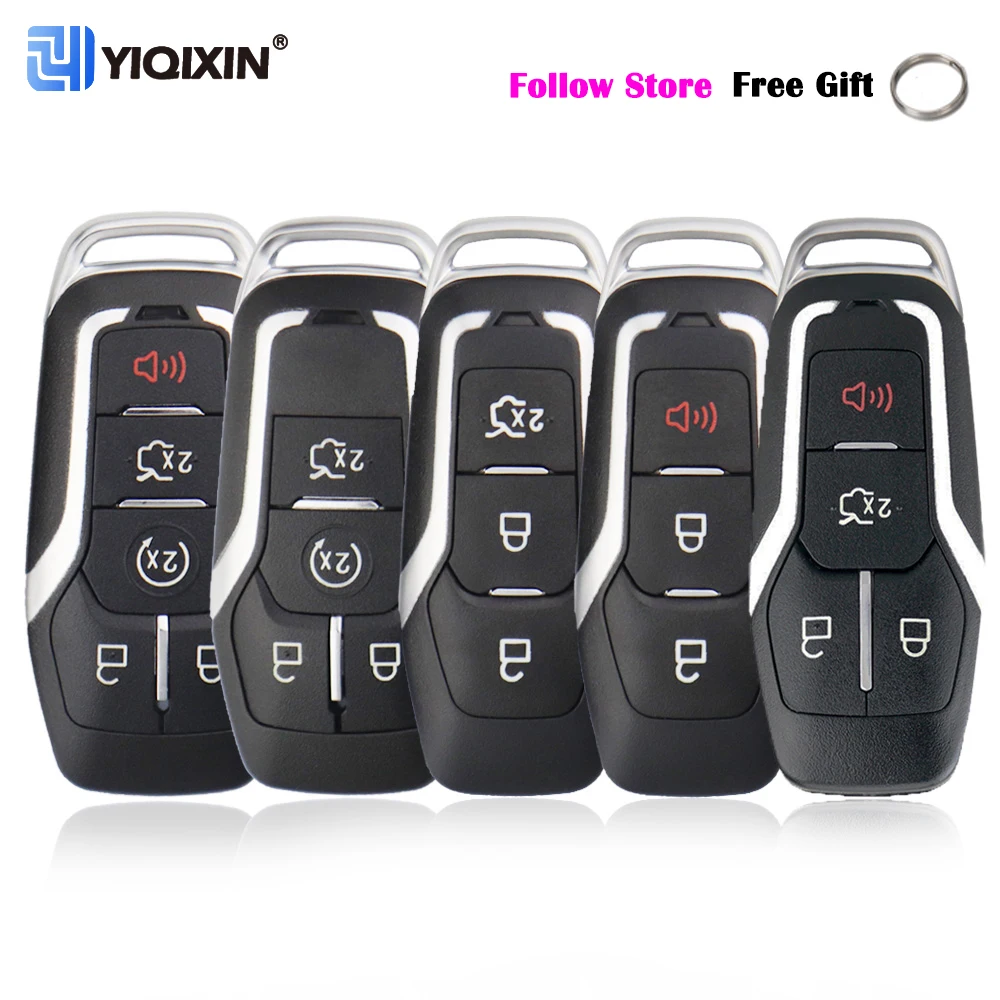 

YIQIXIN Smart Remote Key Shell For Ford Mustang Edge Explorer Fusion Mondeo Kuka 3/4/5 Buttons Car Fob Case Uncut Blade Keyless