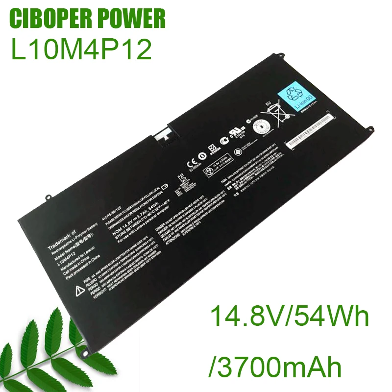 

CP Laptop Battery L10M4P12 14.8V/54Wh/3700mAh For IdeaPad Yoga 13 13-ISE U300s U300s-ISE Series Notebook