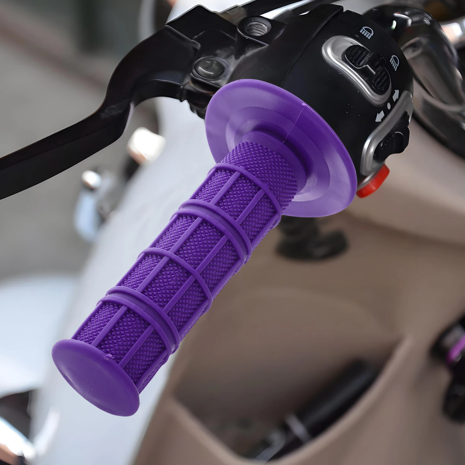 

2 Pcs ATV Motorcycle Grips Silicone Handlebar Parts Purple For Dirt Bikes Off Road Accessories