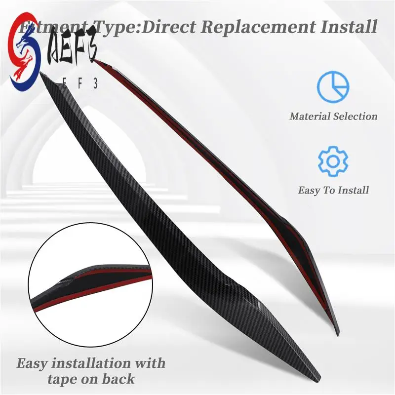 

AEF3-2Pcs Car Headlight Eyebrow Sticker Cover Trim For VW Polo 2019 2020 2021 2022