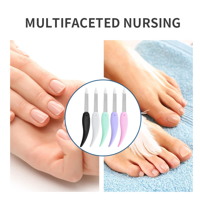 5-teiliges Set, faltbare Nagelfeile mit kleinen Fischen, gewaschen und poliert, Manikürefeile, doppelseitig, mattiertes ABS-Kunststoffmaterial, Nagelkunst