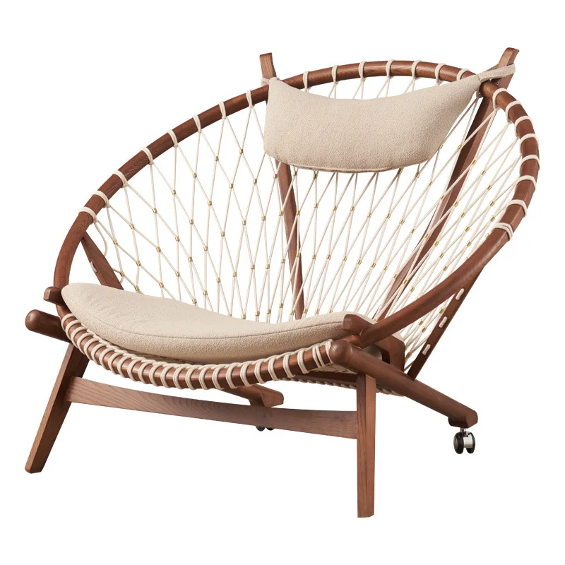 

Simple hand-woven comfortable garden chair ash wood home back chair