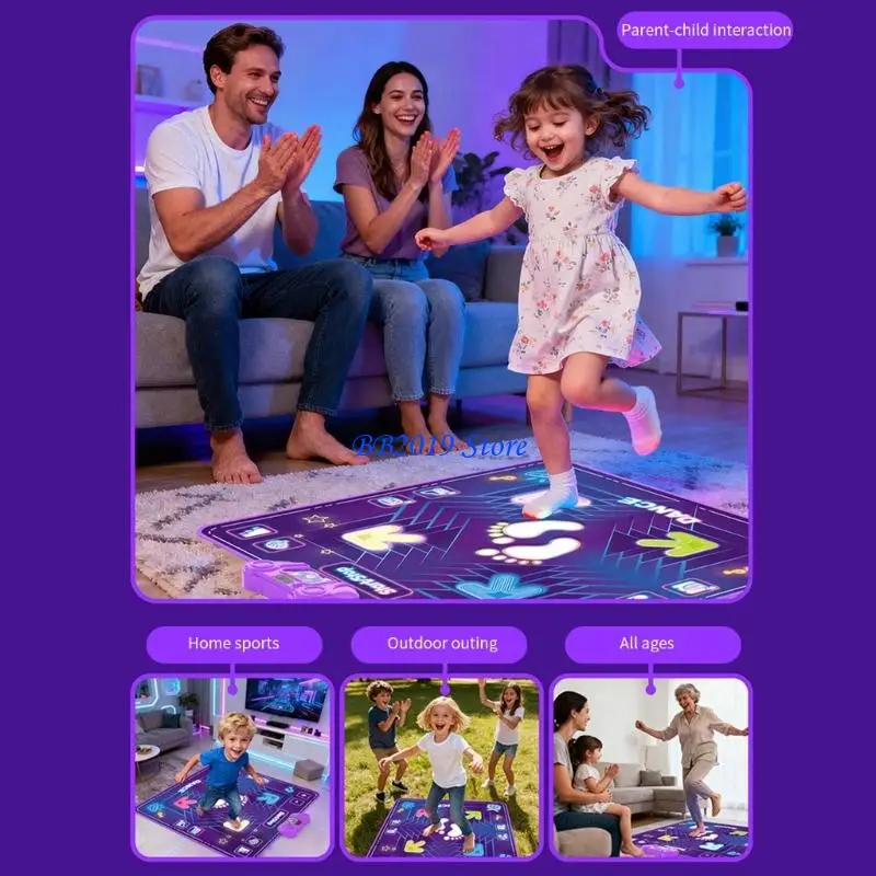 Q0KB Thảm nhảy động có thể gập lại Playmat Âm nhạc và đèn cho trẻ vui chơi giáo dục