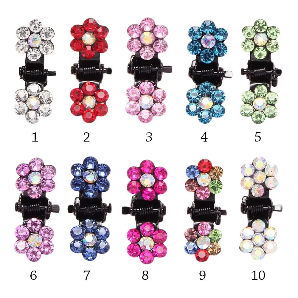 12Pcs Mini Hair Claw Fashion Colorful Crystal Hair Claw for Girls Mini Crystal Headwears Claw Clip Headwear Kid Hair Accessories