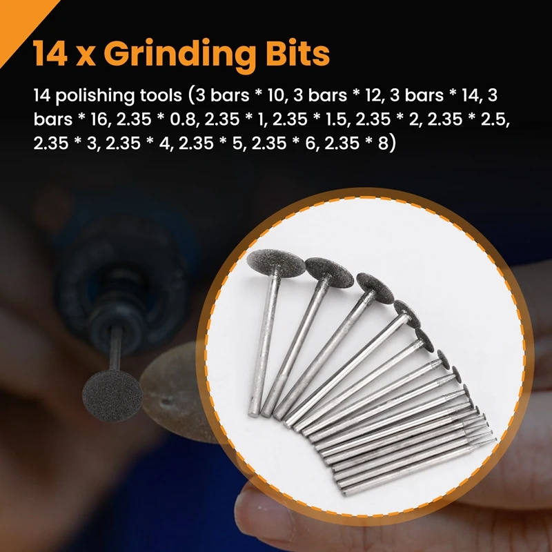 14 шт. алмазные шлифовальные насадки для камня-хвостовик 3/32 дюйма для настройки, высокоточные аксессуары для вращающихся инструментов