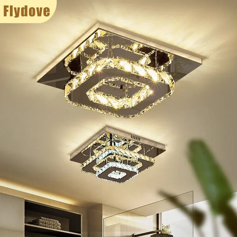 

Luxury LED Square Crystal Ceiling Light Modern Corridor Living Room Hotel Coffee Shop Indoor Lighting Decoration Fixtures