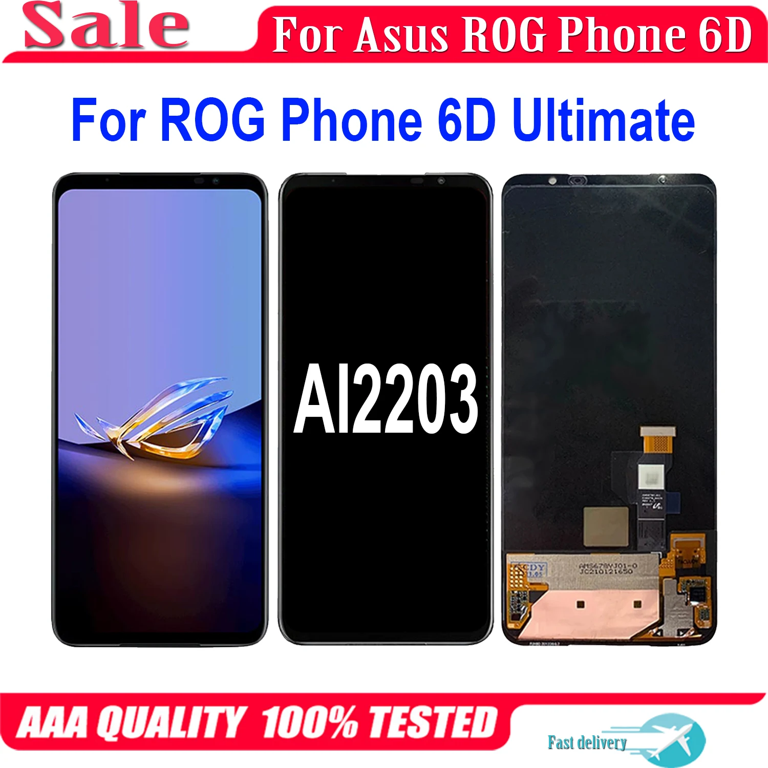 AMOLED For Asus ROG Phone 6D Ultimate AI2203 LCD Display Touch Screen Digitizer Assembly